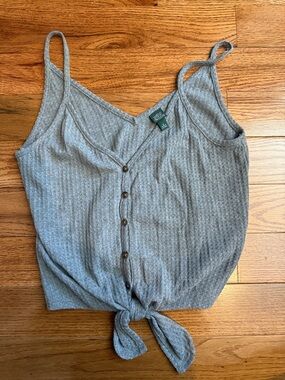 wild fable Grey Ribbed Button-Front Tie-Hem Camisole